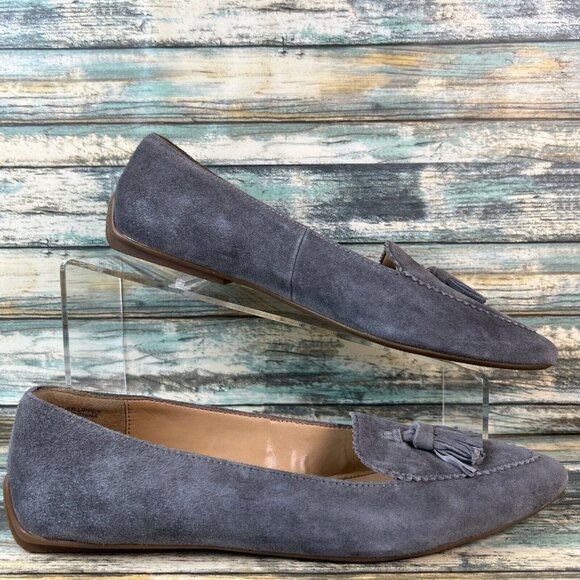 Talbots Womens Tassel Driving Loafers Shoes Size 7AA Gray Suede Pointed Toe Flat - Picture 1 of 10